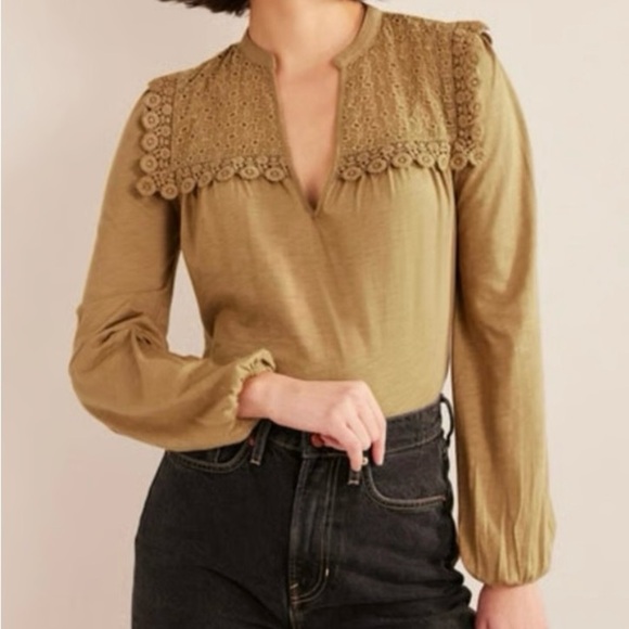 Boden Tops - Boden Top Notch Neck Woven Mix  - Size 10